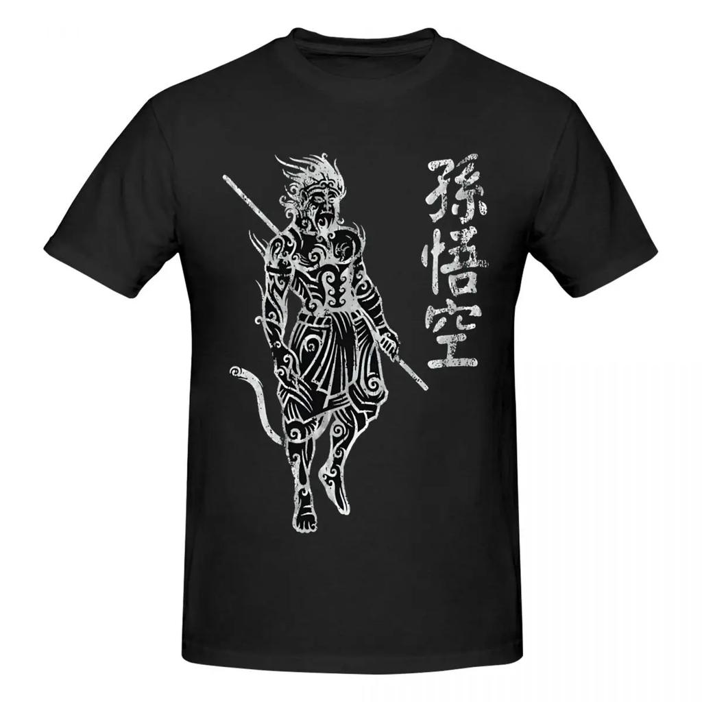 2024 Самая популярная мужская футболка для игры, черная футболка Myth WuKong Cool Tees, футболки с коротким рукавом и круглым вырезом, чистый хлопок, идея для подарка, одежда
