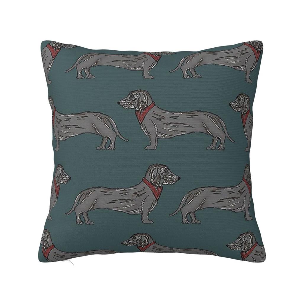 Dachshund Dog Square Pillow Covers Polyester Home Wiener Sausage Doxie Cushion Case Cute Decor Pillowcase 4040