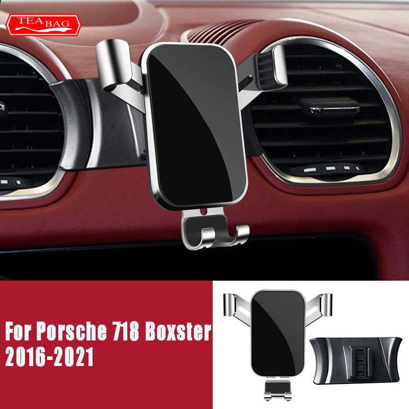 LHD Adjustable Car Phone Holder For Porsche Macan Cayenne Paramela 718 Gravity Mount Navigation Bracket Car Interior Accessories