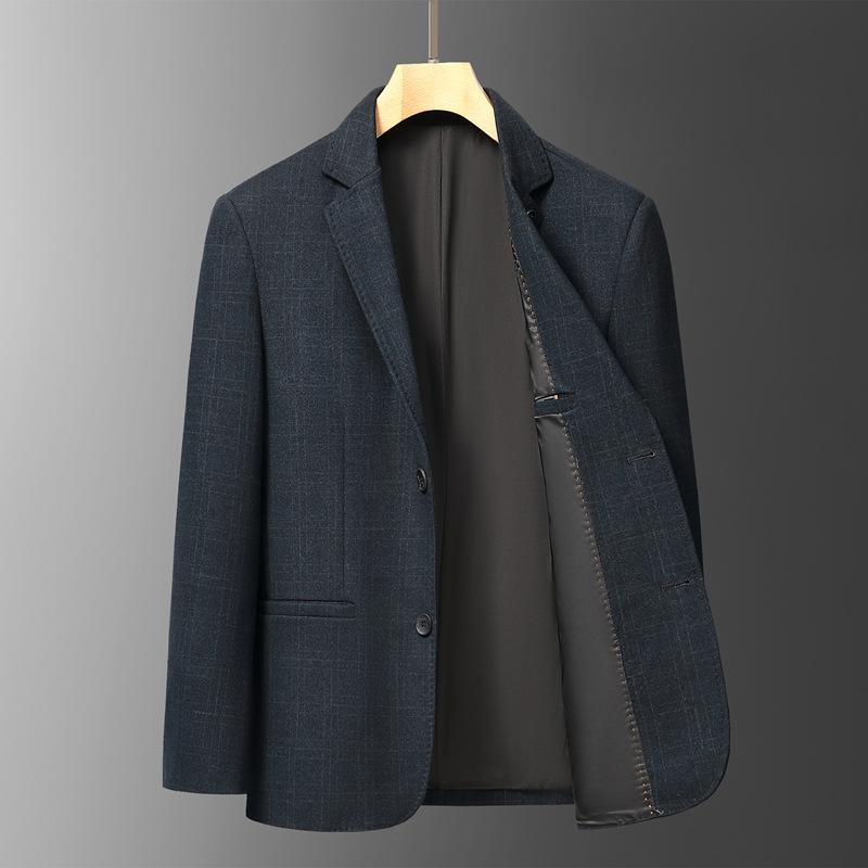 Plaid Suit Men's Middle-aged Spring and Autumn Thin Business Casual Slim-fitting Small Blazer Dad Outfit