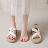 Lazy Pedal Roman Sandals Women 2024 Summer Low Heel Retro Casual Fashion Beach Sandals Women