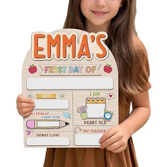Табличка «Первый день в школе» Деревянная табличка с вехой образования Сувенирная доска для рисования маркером Подарки детям на «Снова в школу»