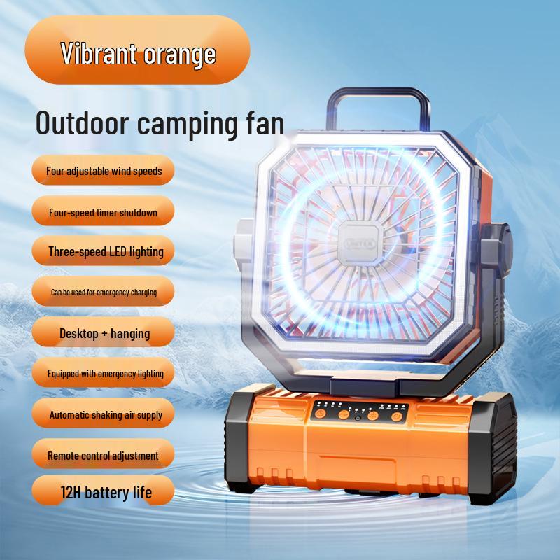 Portable USB Rechargeable Camping Fan with LED Light