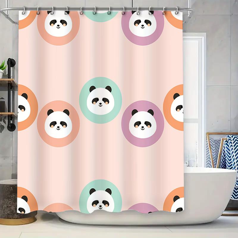 Cute Cartoon Panda Round Shower Curtain Fabric Waterproof Bath Decor Home Decoration