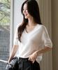 FRENCHCHIC Куани Цельновязаный свитер с V-образным вырезом из шерсти_F6F637Kn