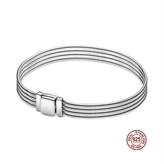 New 925 Sterling Silver Snake Chain Bracelet For Women Infinite Knot Daisy Flower Clasp Femme Bracelet Bangles Women Jewelry