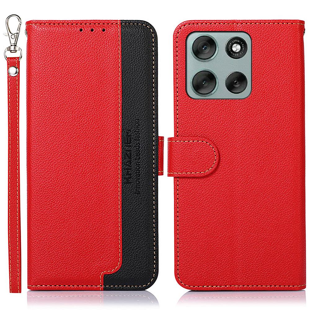 KHAZNEH For Motorola Moto G56 5G Case RFID Blocking Wallet PU Leather Phone Cover with Strap