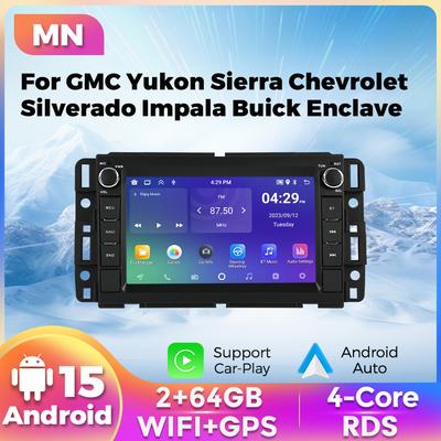 7-дюймовая автомагнитола на Android 15 для GMC Yukon Sierra Chevrolet Silverado Impala Buick Enclave Chevy Carplay GPS Мультимедиа FM-плеер