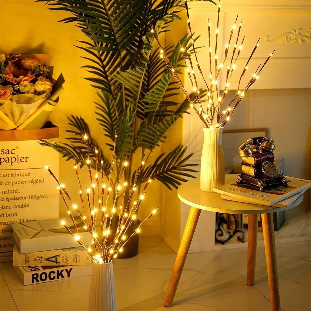 1pc Artificial LED Branch Light Battery Operated Lighted Branches Vase Filler Romantic Party Christmas Decoration Warm White