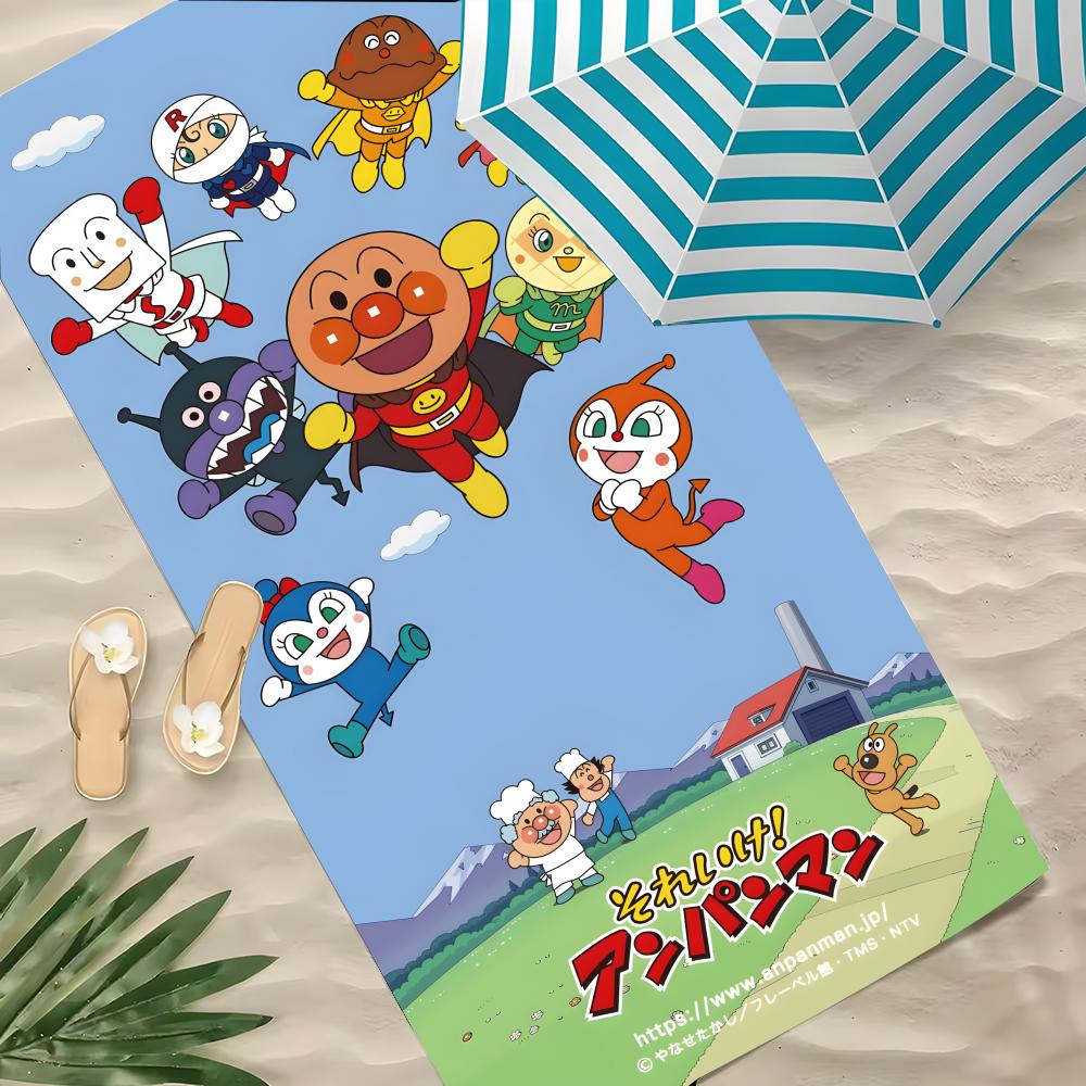 Мультяшное полотенце A-ANPANMAN из полиэстера, пляжное полотенце, быстросохнущее, не оставляющее песка, банное полотенце для лета, бассейна, путешествий, отпуска