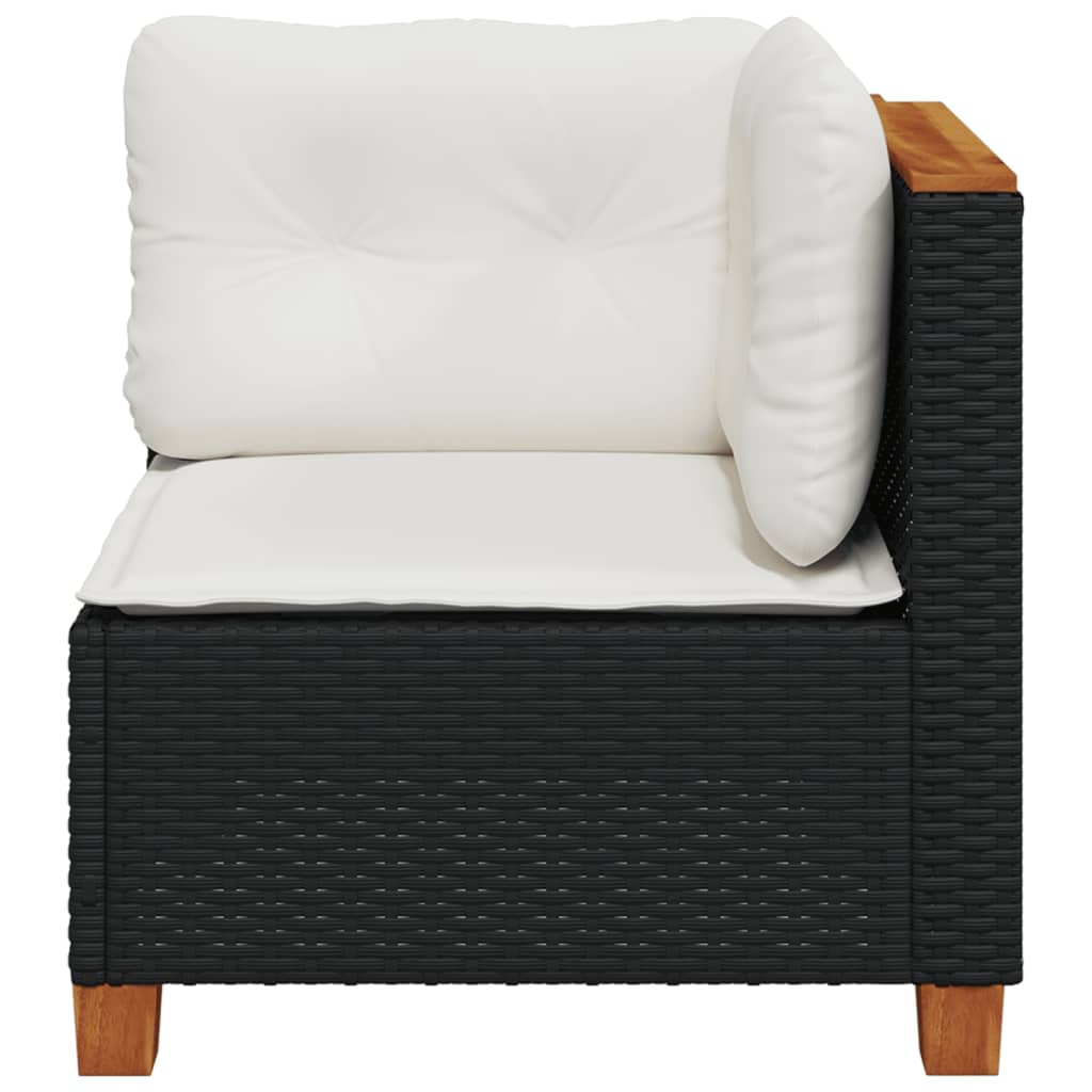 Garden Corner Sofa with Cushions Black Poly Rattan