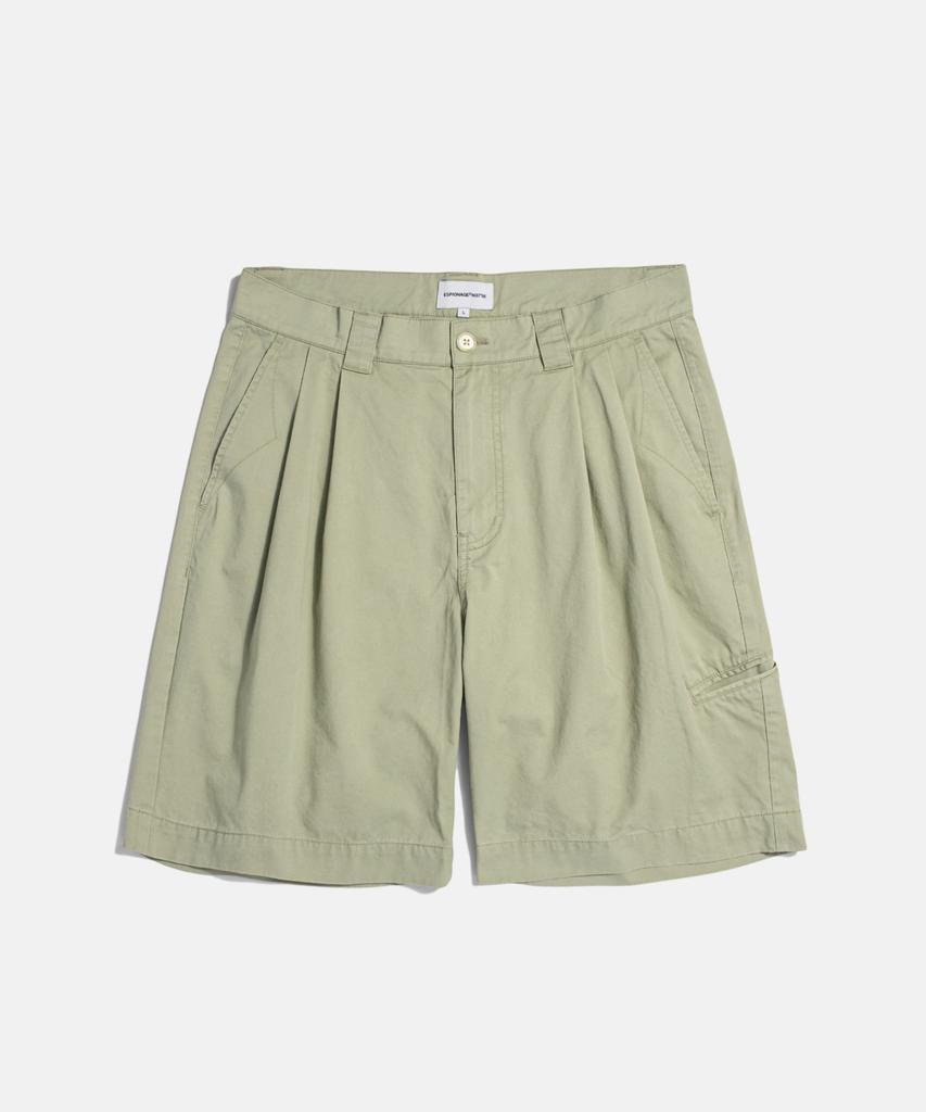 ESPIONAGE Double Pleats Chino Shorts Khaki Beige