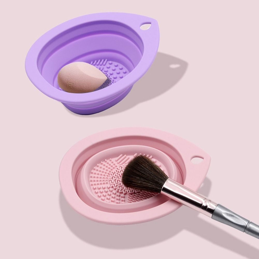 Foldable Makeup Brushes Cleaning Bowl Silicone Gel Cleaner Bowl Soft Cleaning Mat Women