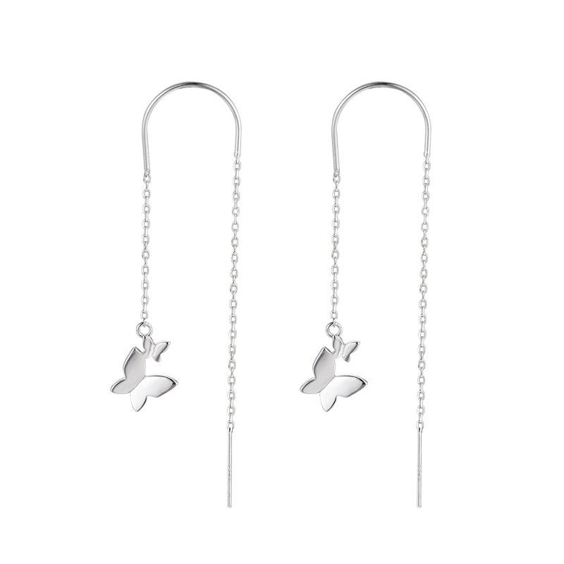 Delicate Butterfly Earline Women'S Face Thin Earrings Fashion Simple Internet Celebrity Temperament Long Ear Chain