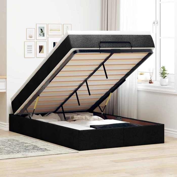 Maison Exclusive - Cadre de lit ottoman avec matelas noir 120x200cm tissu