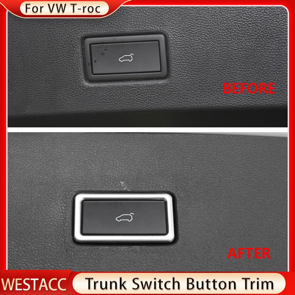 Нержавеющая сталь, кнопка переключения багажника автомобиля, рамка, декоративная наклейка, отделка для Volkswagen VW T-ROC T ROC 2018-2022