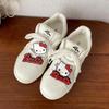 Мода 2025 Лето Новые Мультяшные HelloKitty Универсальные Белые Туфли Женские Низкий Верх Повседневные Круглый Носок Кеды для Девочек Повседневные Балетки