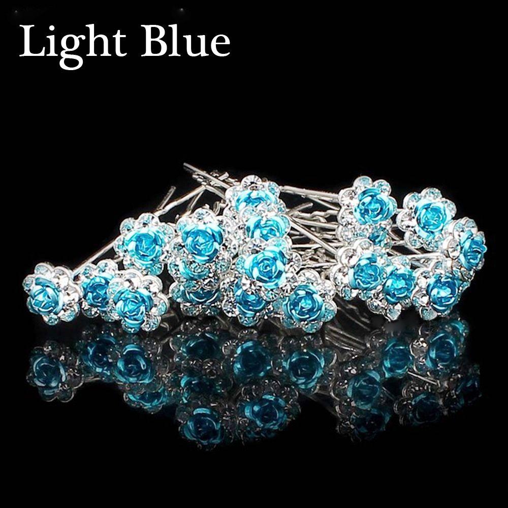 20PCS Fashion Bridal Wedding Rhinestone Crystal Hair Clips Flower Hairpins