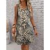 Платье с круглым вырезом в полоску под зебру, платье-майка без рукавов в отпускном стиле, женская одежда