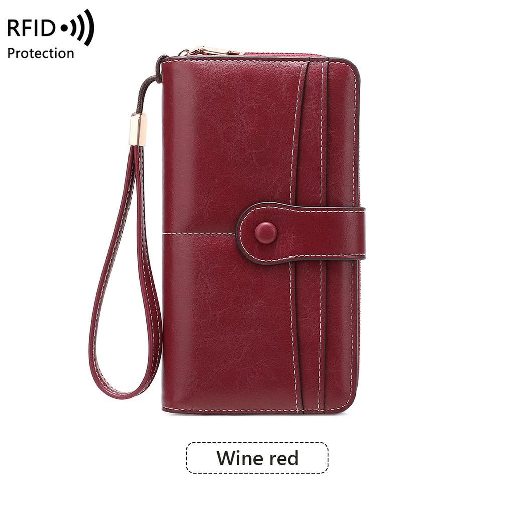 Women Wallets RFID Blocking Buckle Closure Minimalist Long Wallet - Clutch Purse Coin Pouch Card Holder