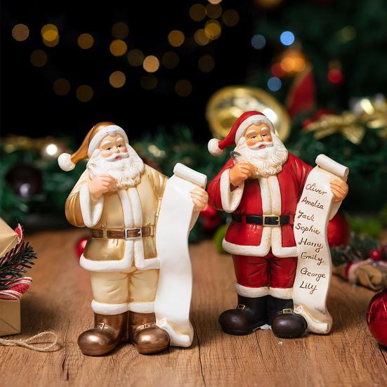 Маленькая полимерная фигурка Санта-Клауса, скульптура Санты с мешком подарков/списком желаний для каминной полки, книжной полки, столешницы, украшение для новогодней вечеринки