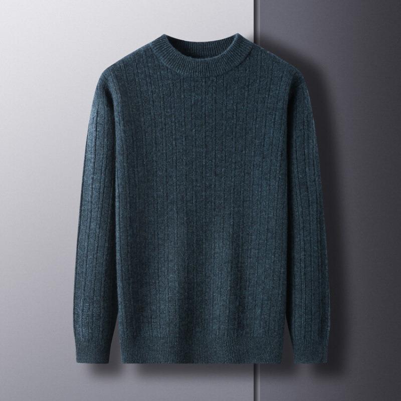 Pure Wool Men's Wool Sweater Fall and Winter Simple Casual Knit Sweater Man