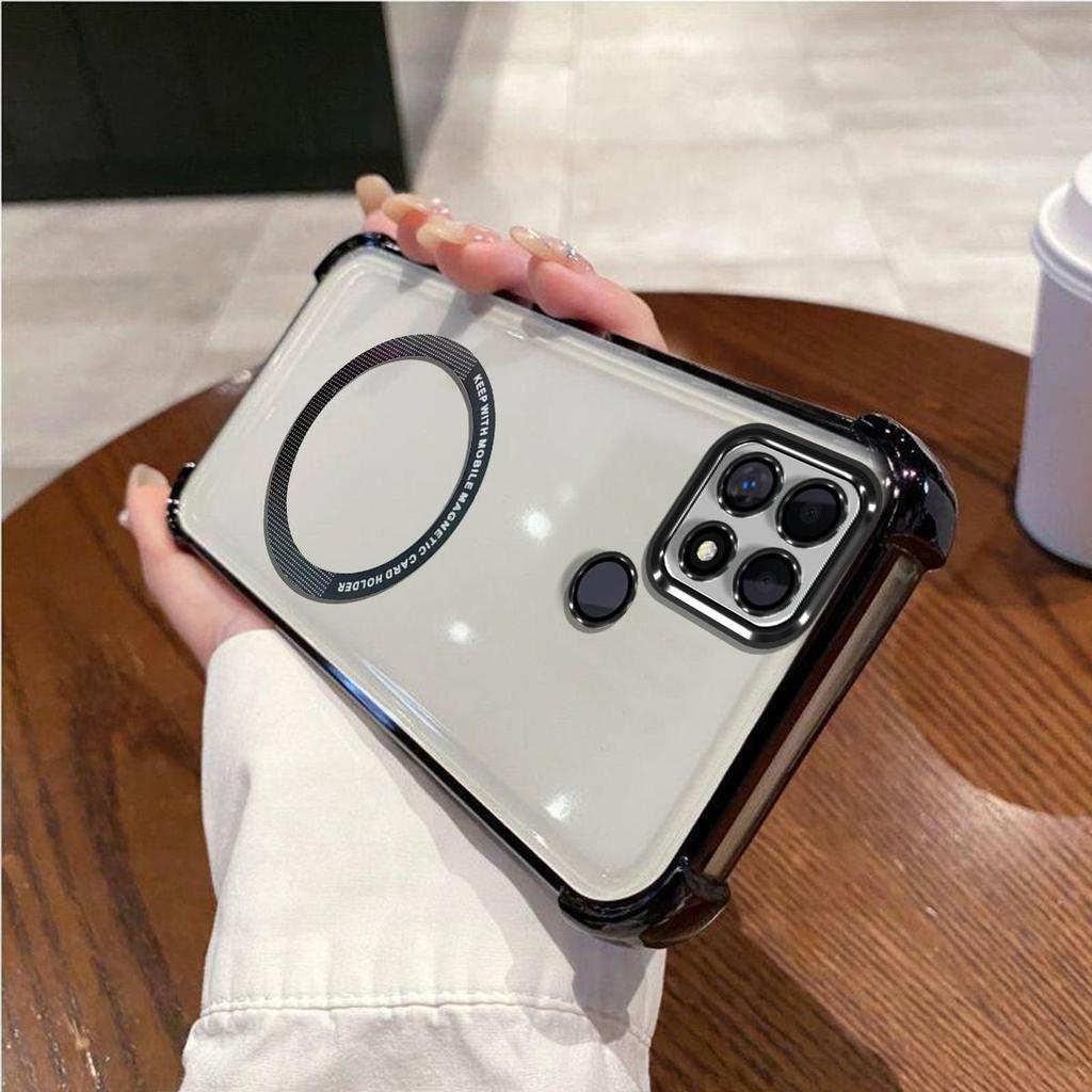 Чехол для realme Narzo 50A Прозрачный Магнитный Корпус Электрооplated Рамка для Камеры Чехол для Телефона
