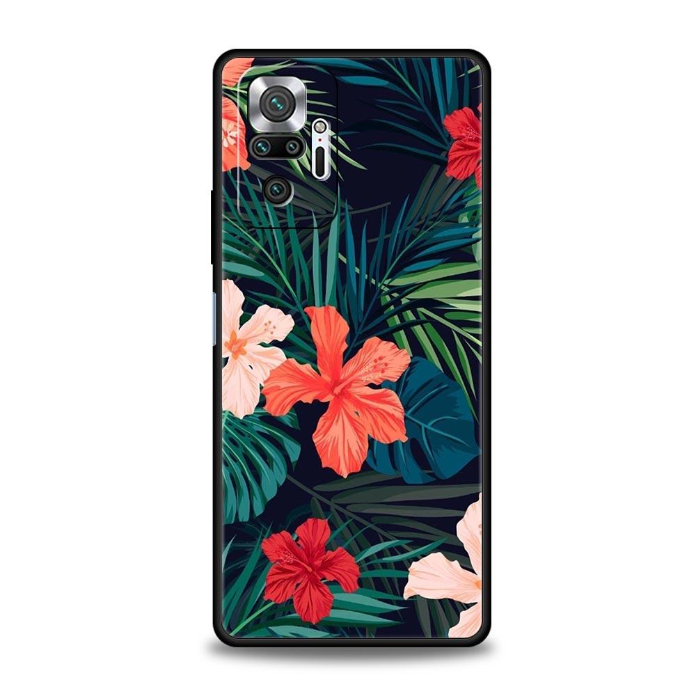 Чехол для телефона Monstera Green с листьями для Xiaomi Redmi Note 14 13 5G 10 11 12 Pro Plus 4G 14C 13C 12C 10C Черная крышка