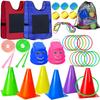 Hymaz 32 Pieces Outdoor Sports Colorful Catch Kids Outdoor Play Outdoor Relieve Lack of Kids Storage Bag Included Set, Rings, Training, Ball,