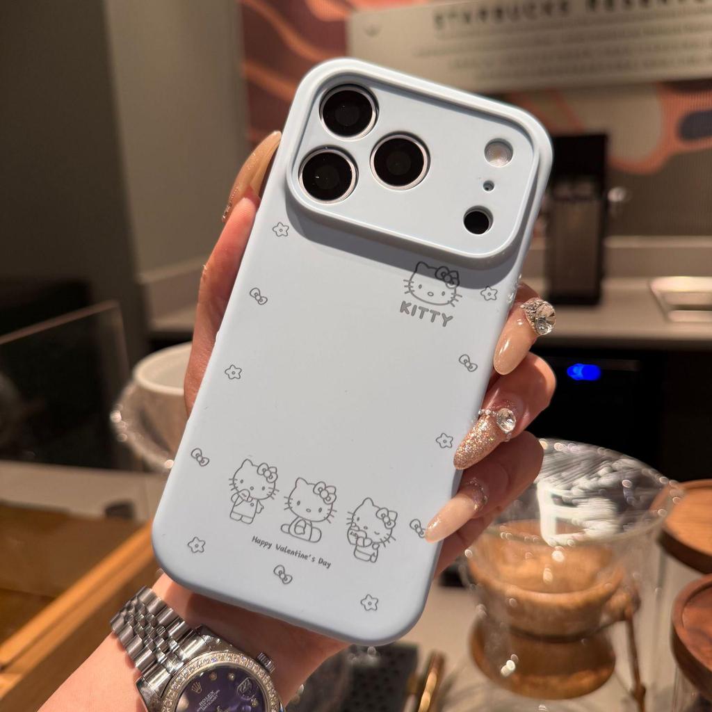 Чехол из жидкого силикона с милым котенком KT для iPhone 17 Pro Max - Полное покрытие, Защита от падений.