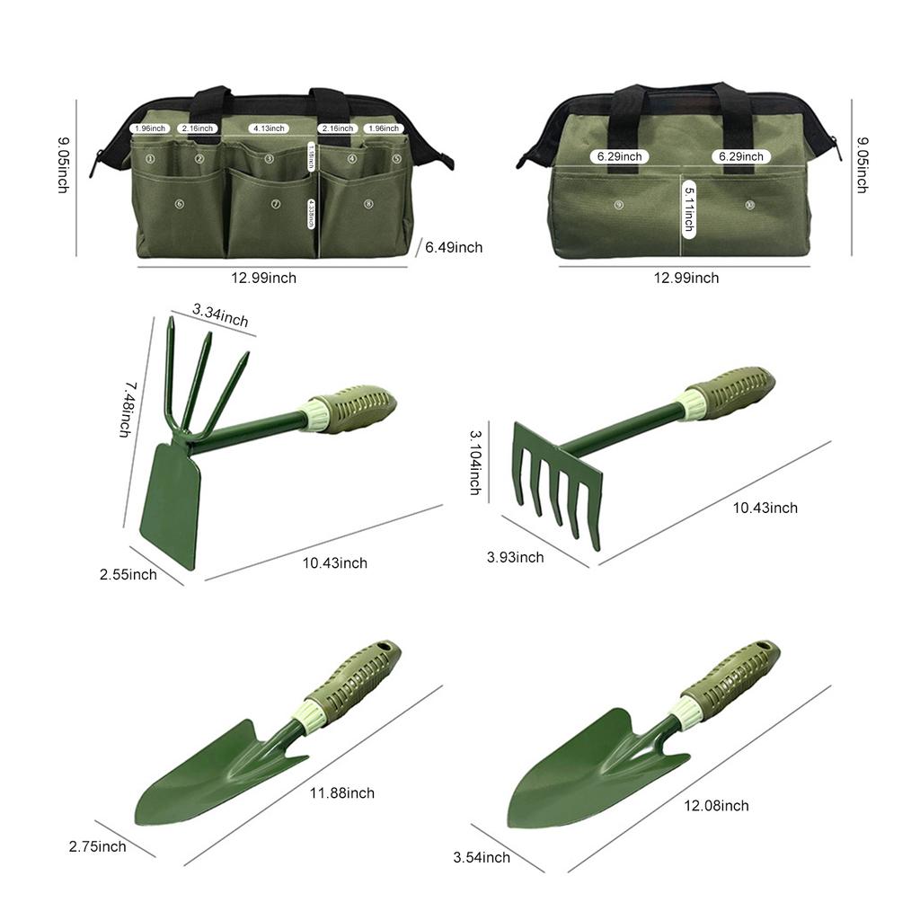 5Pcs Garden Tool Set Including Shovel Trowel Rake and Hoe Lightweight Heavy Gardening Kit for Succulents Potted Plants Planting