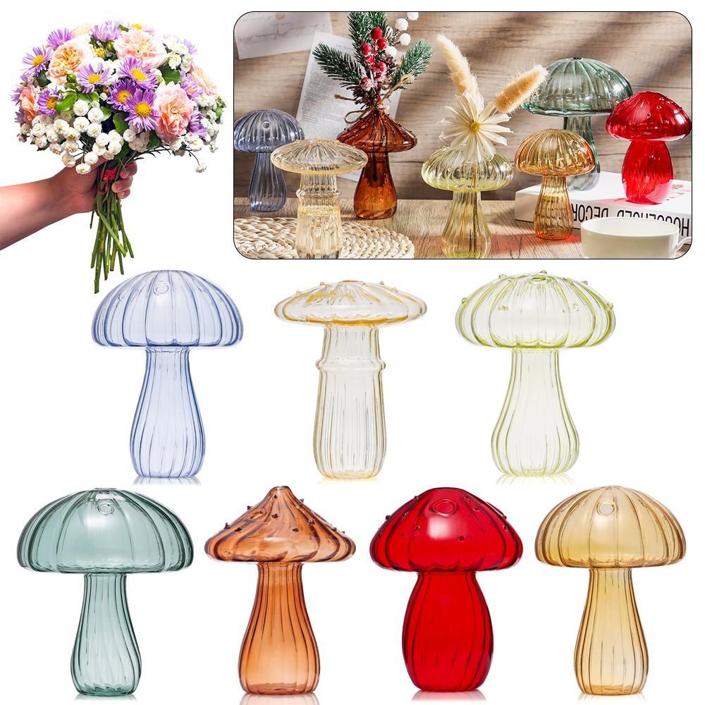 New Hydroponic Flower Bottle Transparent Glass Glass Vase Mushroom Aromatherapy Bottle Flower