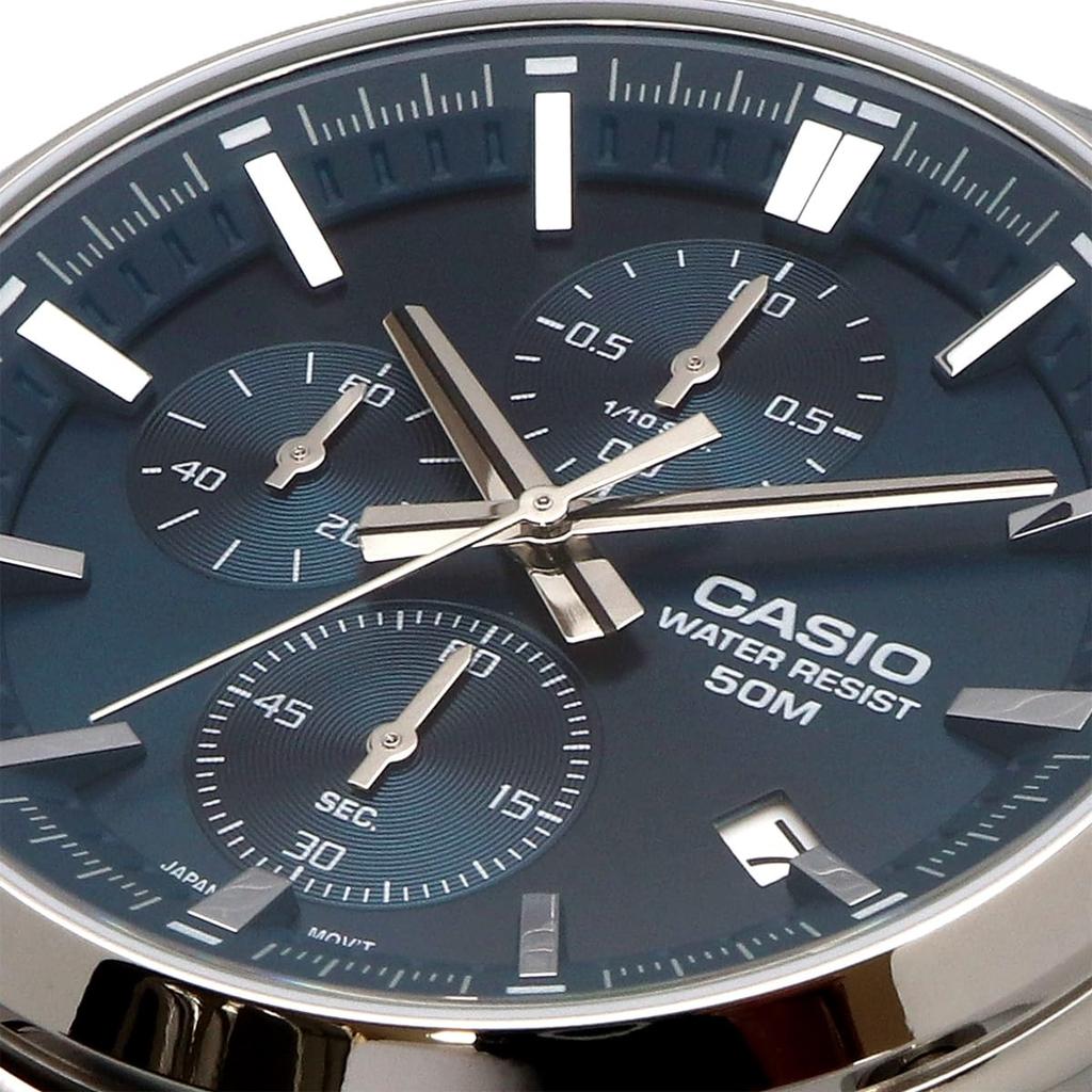 Casio Стандартные мужские часы 1/10 Хронограф Кварцевые MTP-E510D-2A2V синие