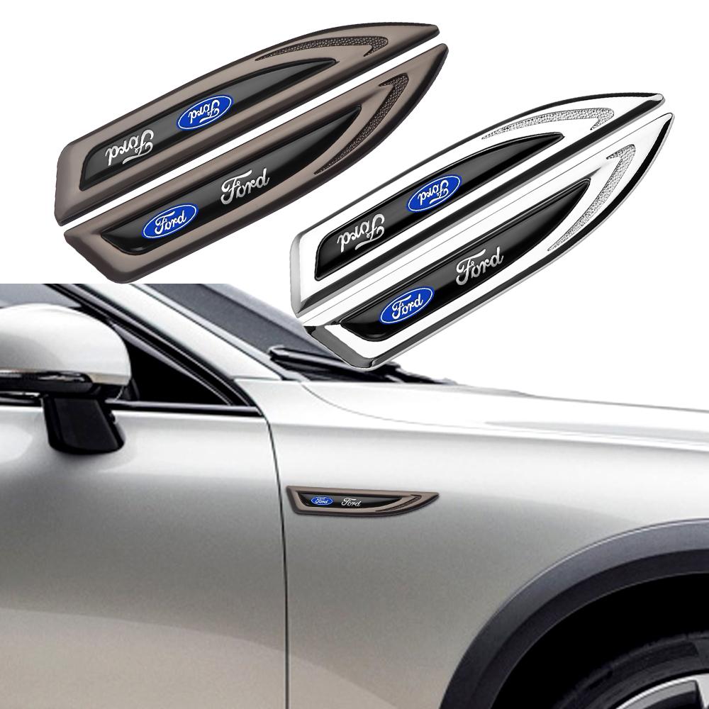 AKN1 2pcs Car Styling Side Fender Body Emblem Stickers Knife Badges Decoration For Ford Fiesta Focus 2 MK3 Mondeo MK4 Mustang Ranger