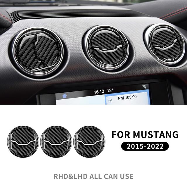 Автомобильная центральная вентиляционная решетка из углеродного волокна для Ford Mustang 2015-2022 Аксессуары Наклейка на рамку кондиционера