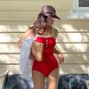 South Korea Ins New One-piece Triangular Swimsuit for Women To Cover Their Bellies and Show Thin Breasts 1011 Summer New Hot Spring Swimsuit
