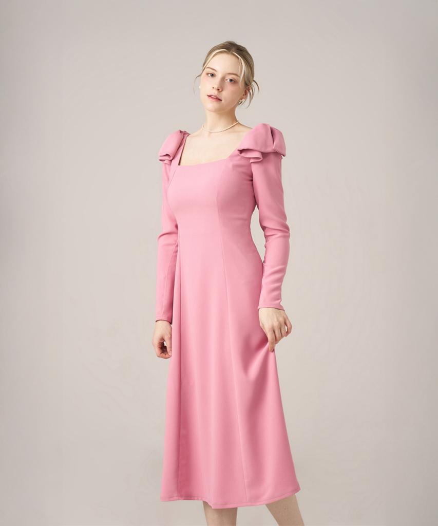 Scus Square Audrey Ribbon Dress_Rose Pink
