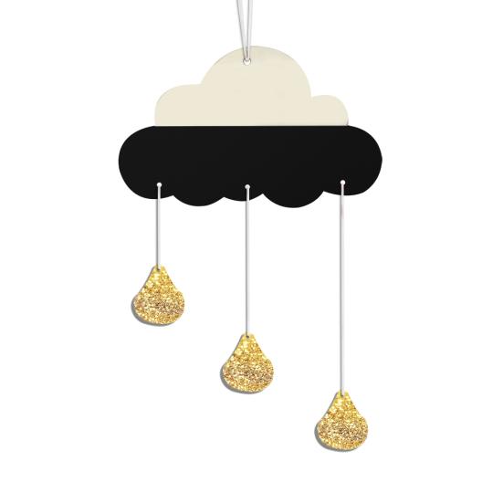 Nordic Style Wooden Hanging Decoration Cloud Glitter Water Drop Kids Room Decor