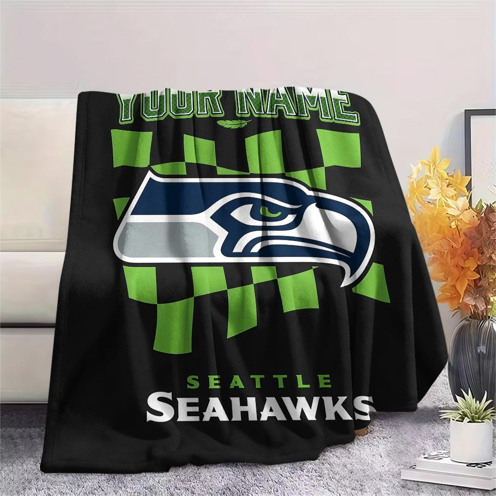 Custom Name Seattle Seahawks2 Flannel Blanket, High quality Comfortable for All Seasons, Home Decor, Warmth and Comfort