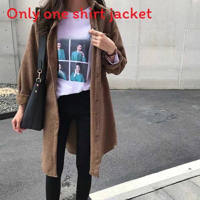 Corduroy Shirt For Women With Relaxed Bf Fit And Piping Design For Casual Autumn Wear