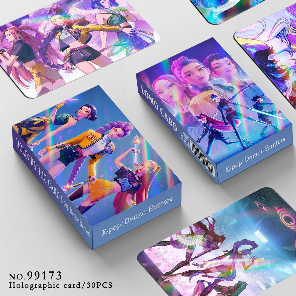 30 шт./набор KPop Охотники на демонов Полная лазерная карта Персонаж аниме Lomo Маленькие карточки Игрушки для девочек Детские подарки на день рождения Продажа