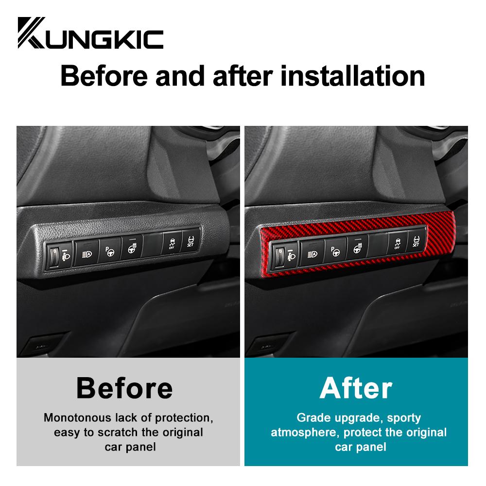 Настоящая мягкая карбоновая наклейка для Toyota Corolla 2019 2020 2025 2025 2025 2025 Переключатель фар RHD LHD Аксессуары для интерьера