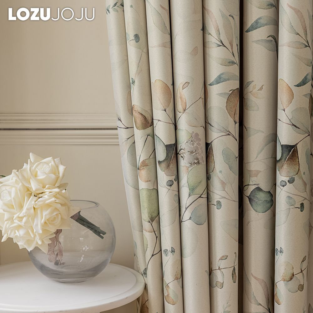 1 шт. LOZUJOJU 70-80% затемняющие, ручная роспись зеленые шторы с растительным принтом, шторы в американском пасторальном стиле для спальни, гостиной, домашнего декора