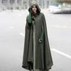 Winter Women Jacket with Hood Medieval Retro Cape Gothic Keep Warm Shawl Ankle Length Loose Cloak Thick Single-Button Closure Poncho Pirate Robe