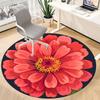 1PC Zinnia flower Office Round Rug, Non slip, Soft and Durable Office Rug for Interior Decoration, Perfect for Office