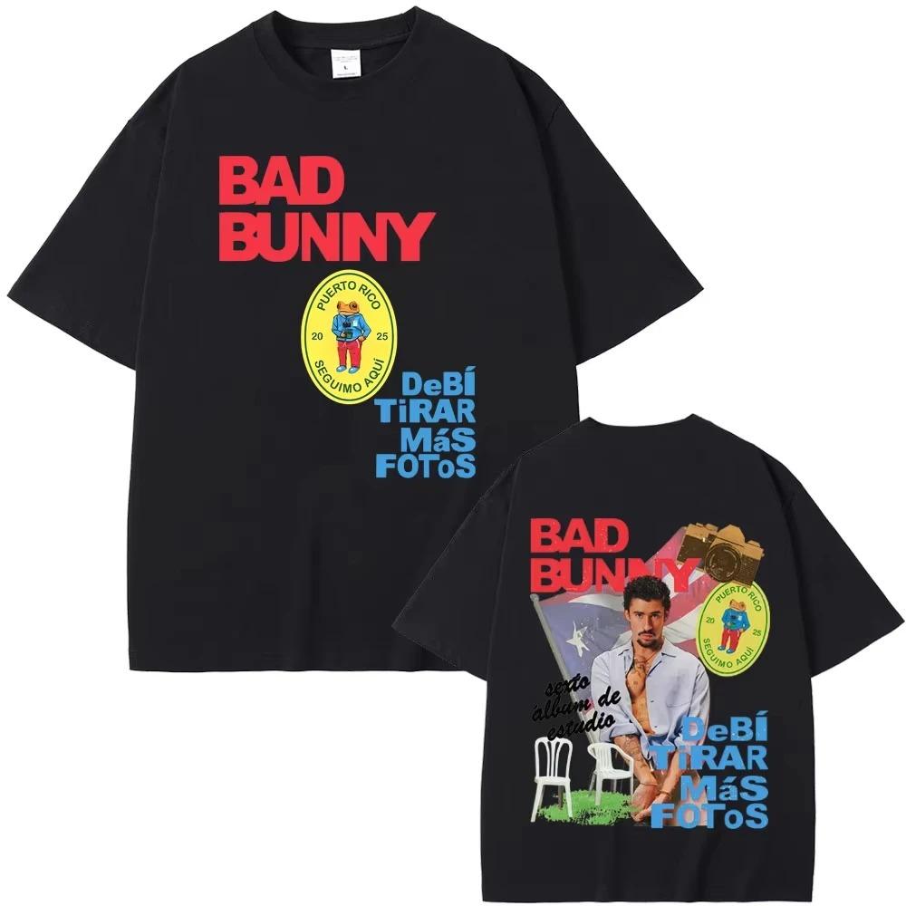 Рэпер Bad Bunny DeBi TiRAR MaS ФОТОС DTMF 2026 Тур Футболки Мужские Женские Хип-Хоп Поп-Музыка Футболки Мужские Ретро Оверсайз Футболки