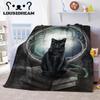 Witch Black Cat Halloween Throw Blanket Cat Mysterious Divination Witchcraft Lucifer Portable Flannel Blanket for Bedding Travel