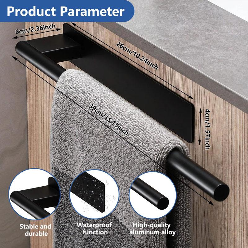 No Drill Brushed Stainless Steel Towel Rack Rust-Resistant Bathroom Towel Holder with Shelf Wall-Mounted Towel Bar