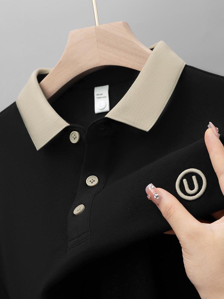 Мужская рубашка поло с коротким рукавом: Летняя повседневная легкая роскошь с вышитым лацканом для модных пап
