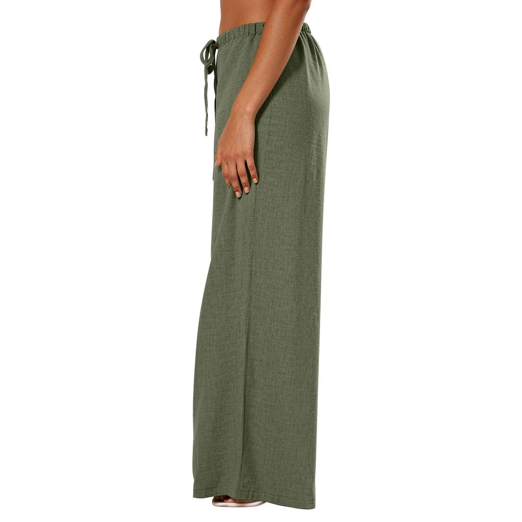 Женские брюки палаццо летние широкие брюки для йоги эластичная талия джоггеры на кулиске спортивные штаны